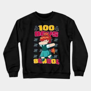 100 days of school featuring a dabbing Football #1 Crewneck Sweatshirt